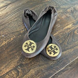 Brown Tory Burch leather flats